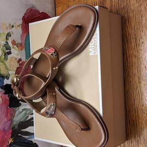 Michael Kors Plate Thong Leather Sandals.
